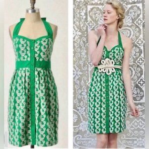 Anthropologie Floreat Cockadoodle Green Rooster Dress